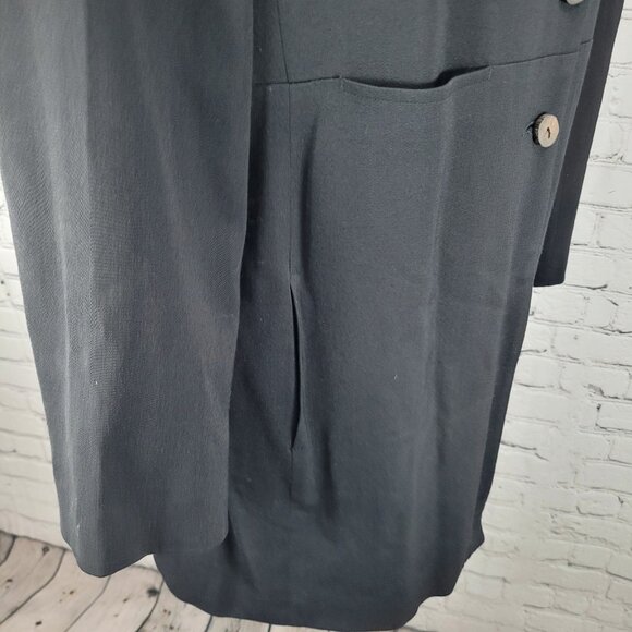 VTG J. Jill Black Wool Blend Stretch Lightweight Buttoned Lined Coat Size 18 - Picture 11 of 16